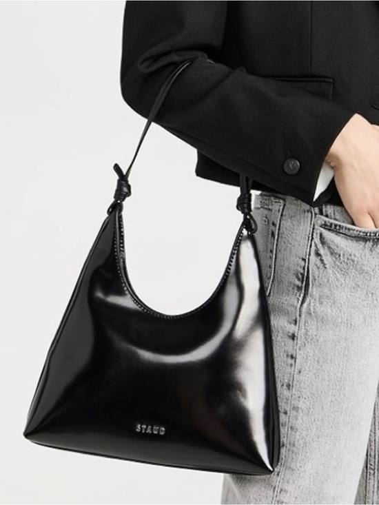 STAUD Handbags - STAUD Black Patent Hobo Shoulder Bag